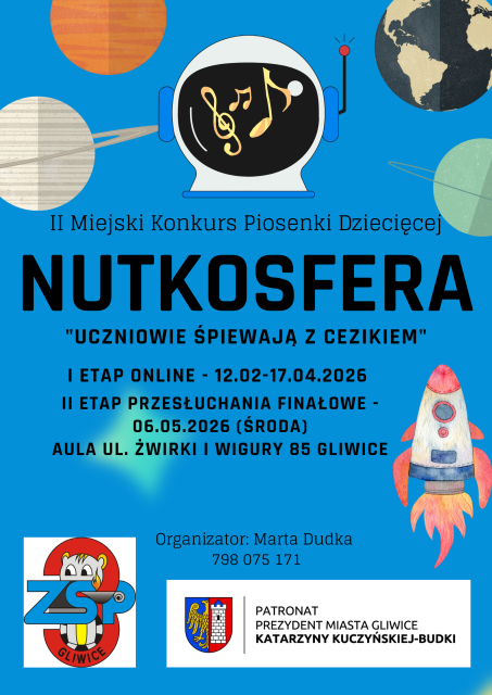 II Miejski Konkurs Piosenki Dziecięcej pt. ”NutkoSfera - Uczniowie śpiewają z CeZikiem” - I etap (eliminacje online))