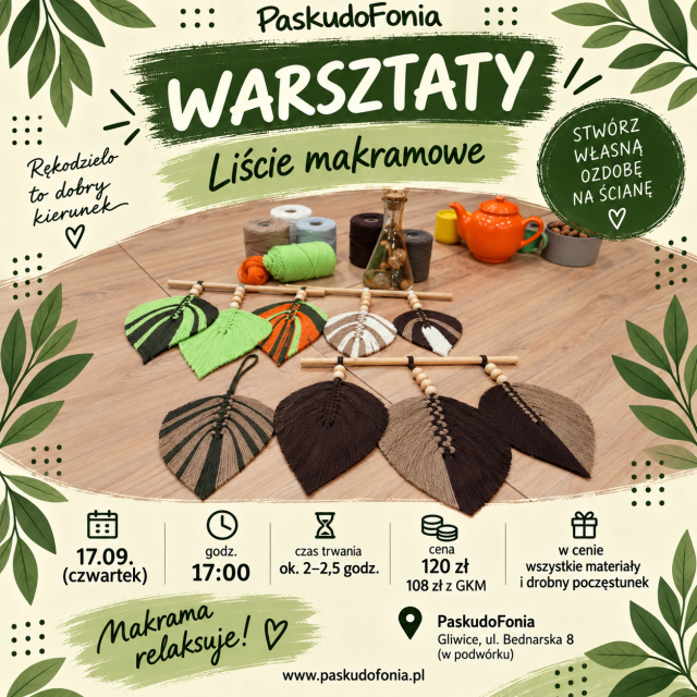 PasCudne warsztaty: makramowe liście