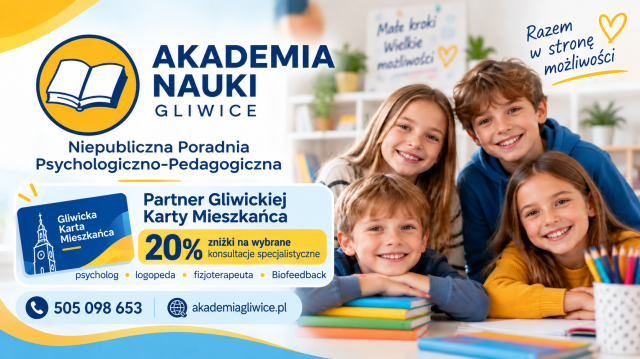 Gliwicka Karta Mieszkańca - rabat dla mieszkańców Gliwic w Akademii Nauki Gliwice