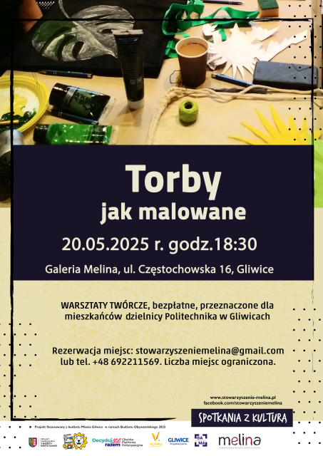 Warsztaty malowania i zdobienia toreb – 20 maja w Galerii Melina